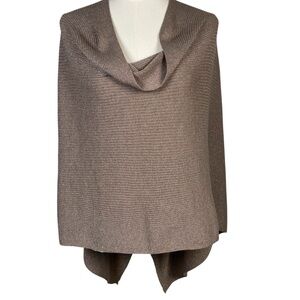 Chico’s Asymmetrical Poncho Shawl Taupe Soft Brown Shimmer One Size Lagenlook